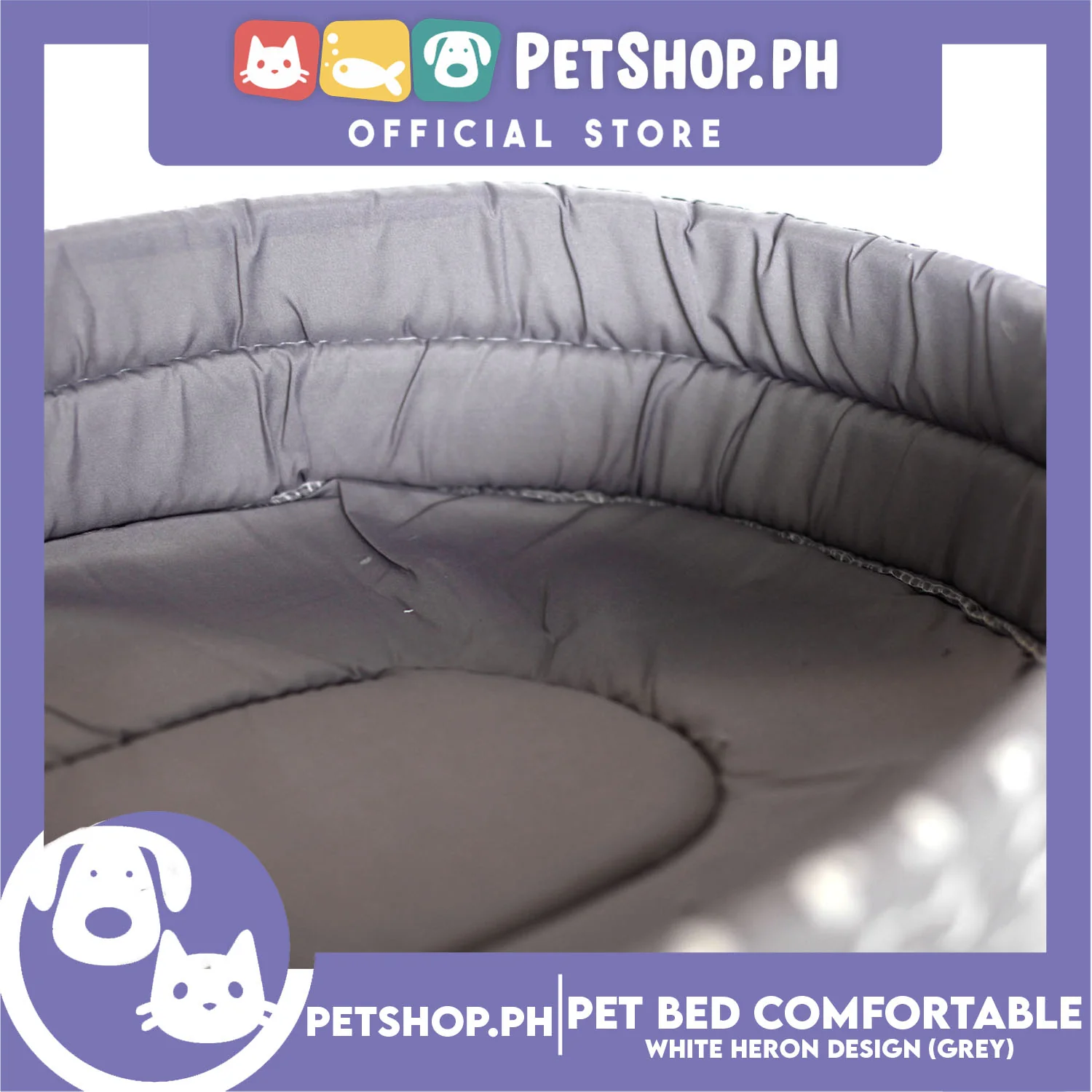 Pet Bed Comfortable Sleeping Bed with White Heron Design 38x29x10cm for Dogs & Cats Grey - Image 5