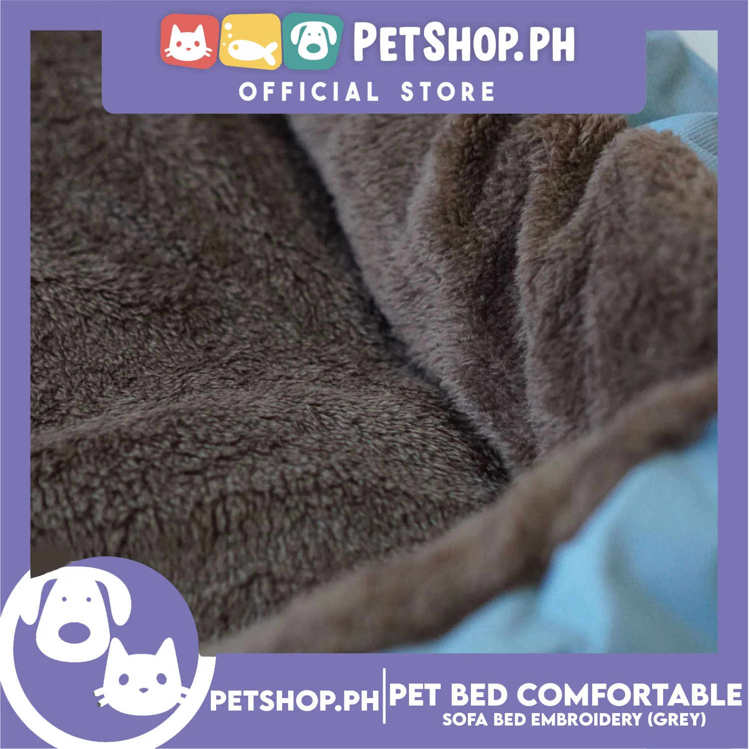 Pet Bed Comfortable Sofa Bed with Paw Embroidery Design 110x80x16cm XL for Dogs & Cats (Gray) - Image 6