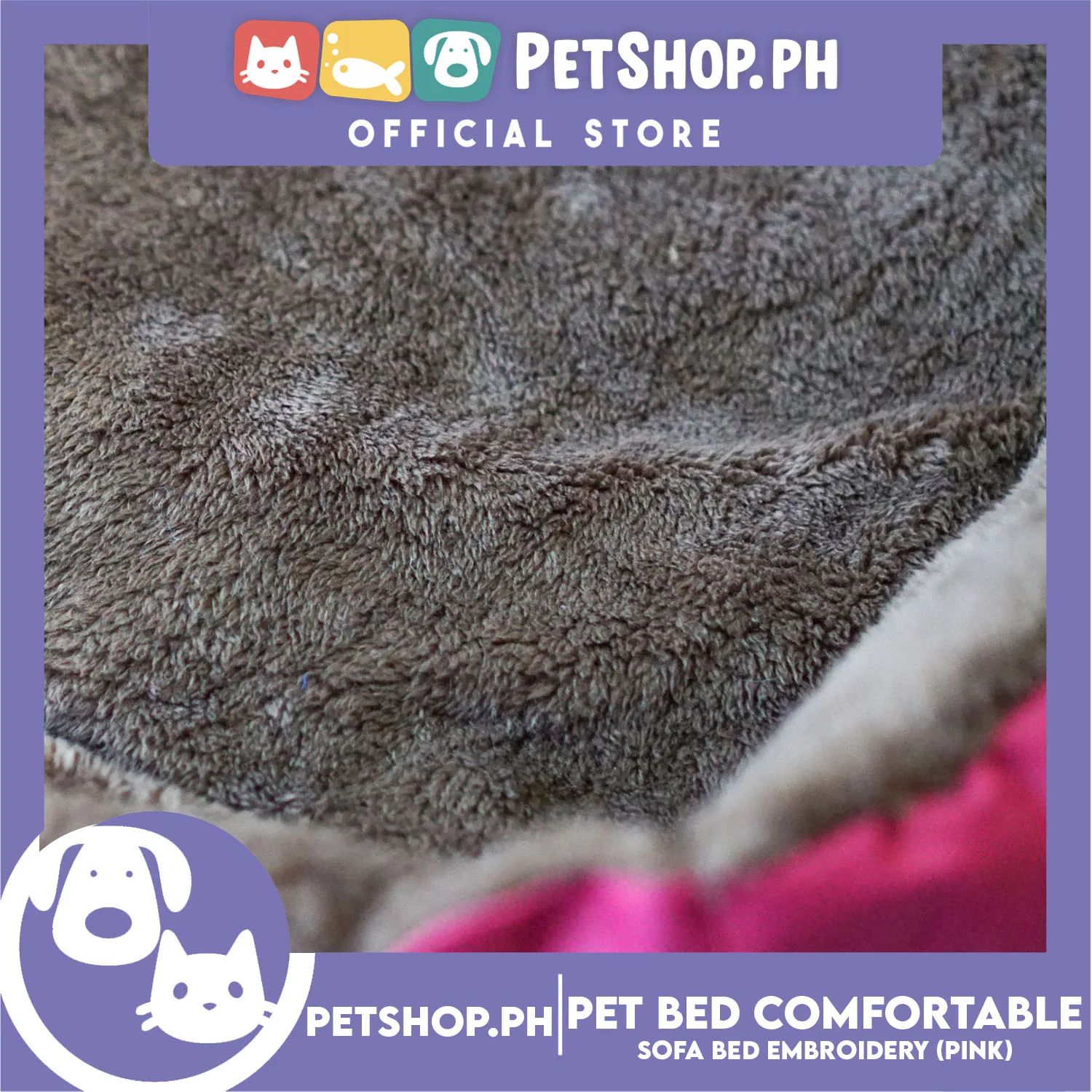 Pet Bed Comfortable Sofa Bed with Paw Embroidery Design 110x80x16cm XL for Dogs & Cats (Pink) - Image 4