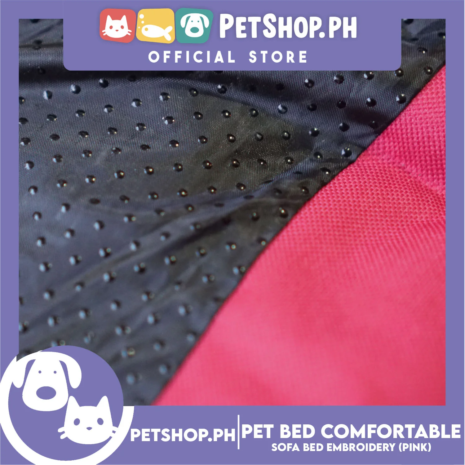 Pet Bed Comfortable Sofa Bed with Paw Embroidery Design 110x80x16cm XL for Dogs & Cats (Pink) - Image 6