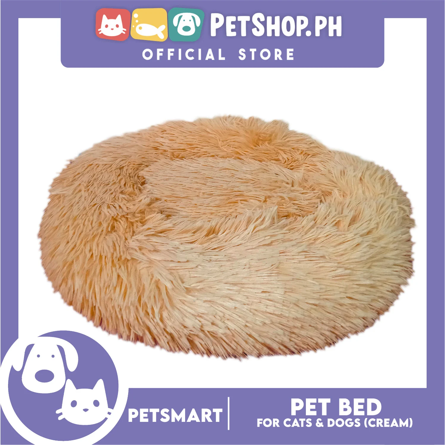 Pet Bed for Cats and Dogs (Cream Color) Medium Size 55cm x 45cm x 8cm - Image 6