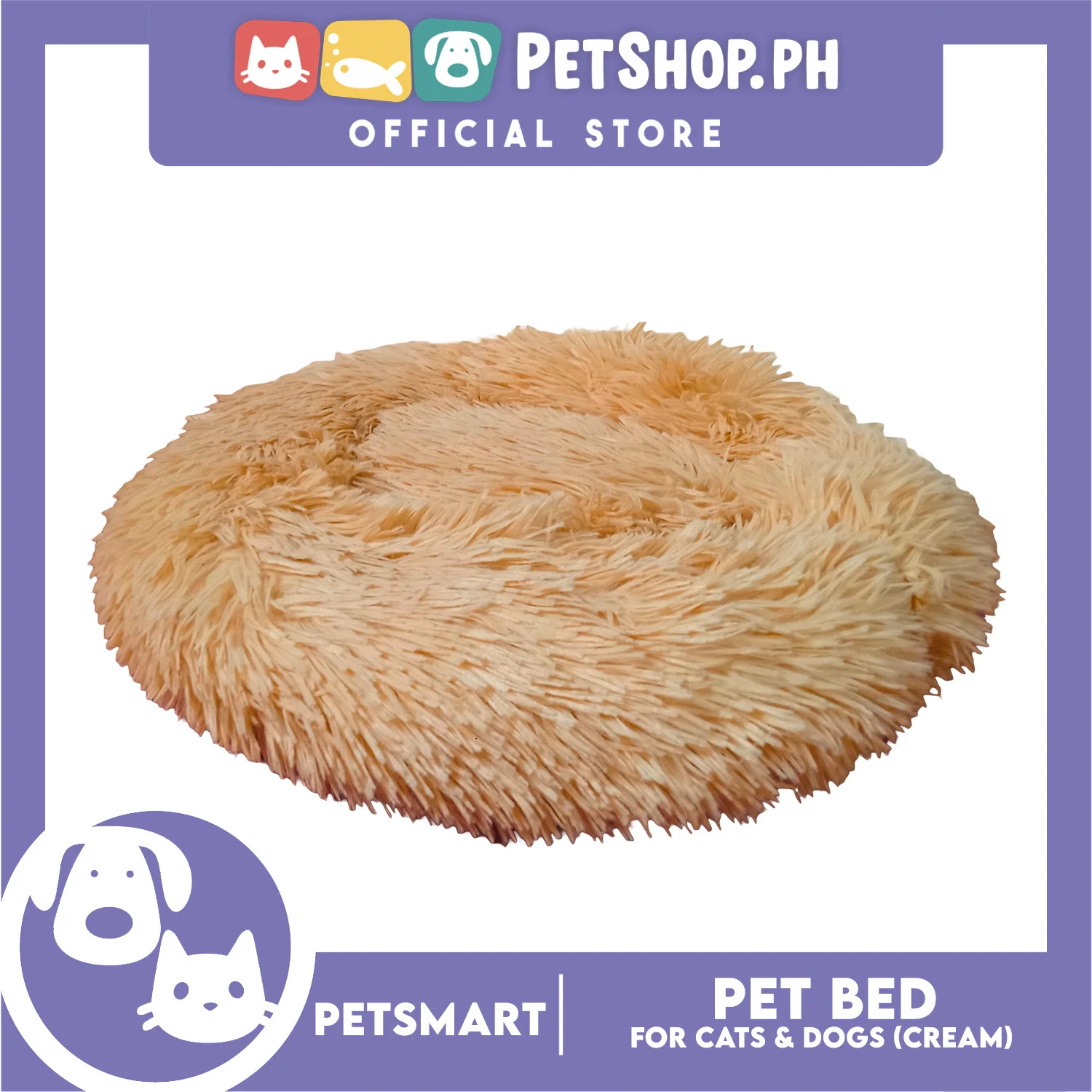 Pet Bed for Cats and Dogs (Cream Color) Small Size 42cm x 35cm x 8cm - Image 3