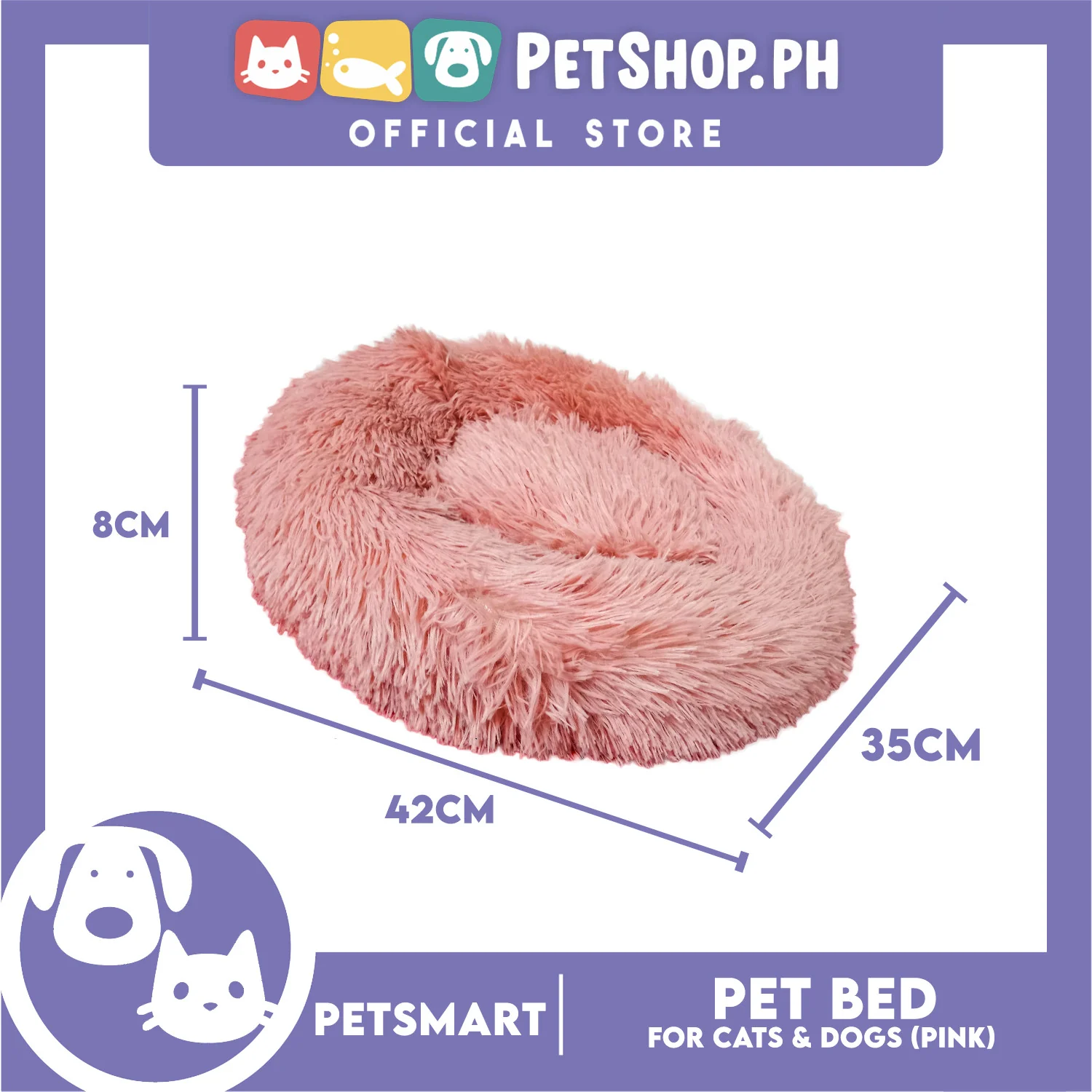 Pet Bed for Cats and Dogs (Pink Color) Small Size 42cm x 35cm x 8cm - Image 6