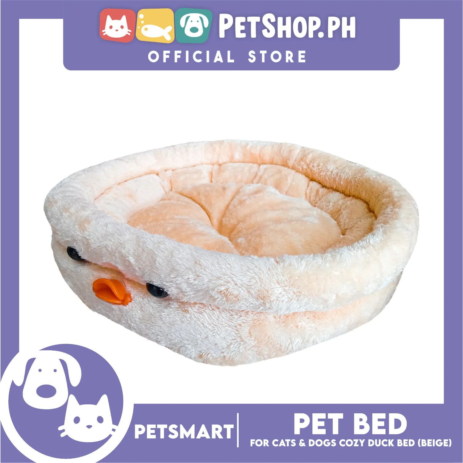 Pet Bed Soft and Comfortable Sleeping Bed (Beige) Duck Design for Cats and Dogs - Image 5