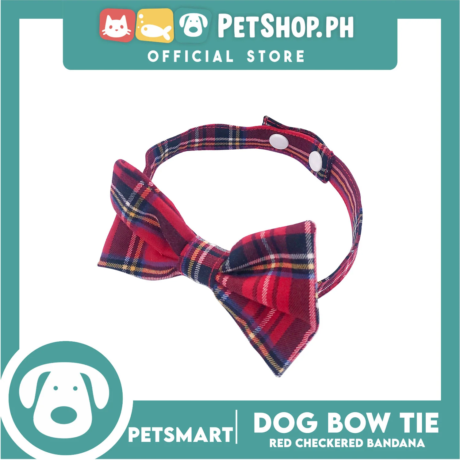Pet Bow Tie Bandana Checkered Design, Red Color DB-CTN35L (Large) Perfect Fit For Dogs And Cats - Image 3