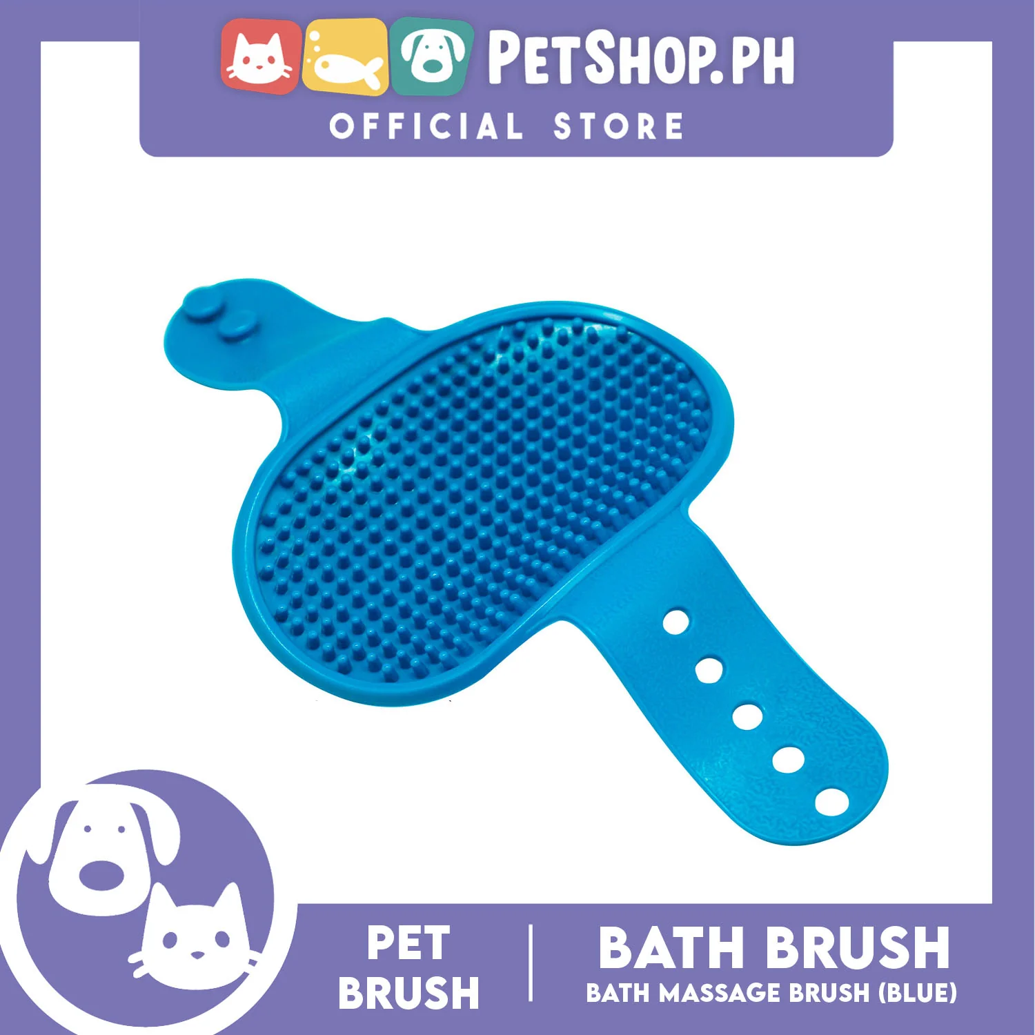 Pet Brush Bath Brush Bath Massage (Blue) Pet Palm Grooming Massage Hair - Image 5