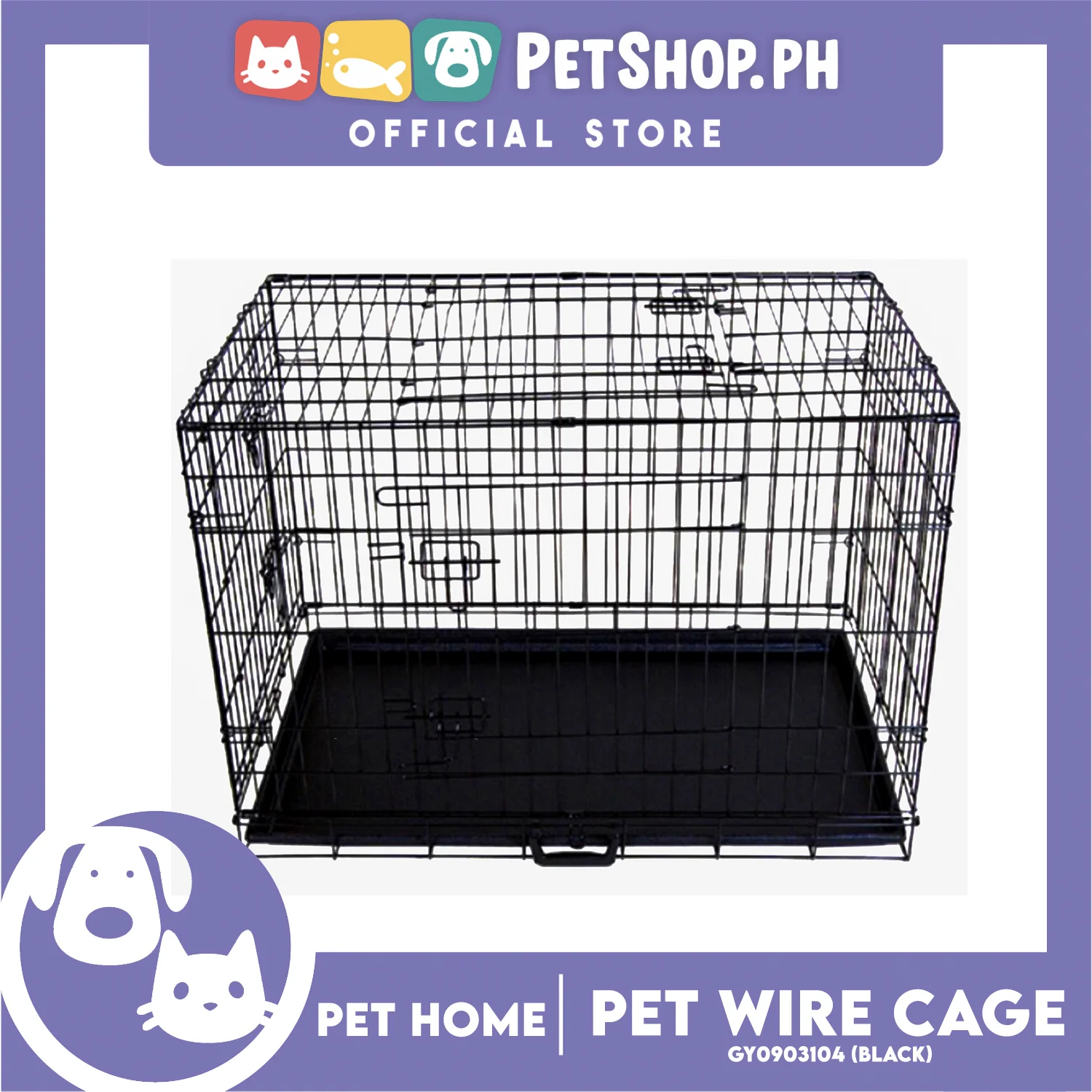 Pet Cage Wire Flooring, Painted Black Wire Cage, Comes With Tray Underneath (GY0903104) Pet Cage, Pet Accessories, Pet House - Image 3
