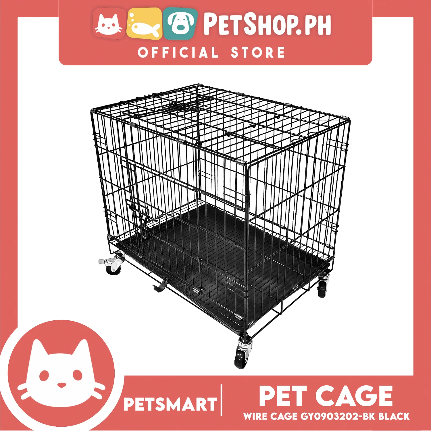 Pet Cage Wire Flooring, Painted Black Wire Cage, Comes With Tray Underneath (GY0903202) 60cm x 43cm x 50cm Pet Cage, Pet Accessories, Pet House - Image 3
