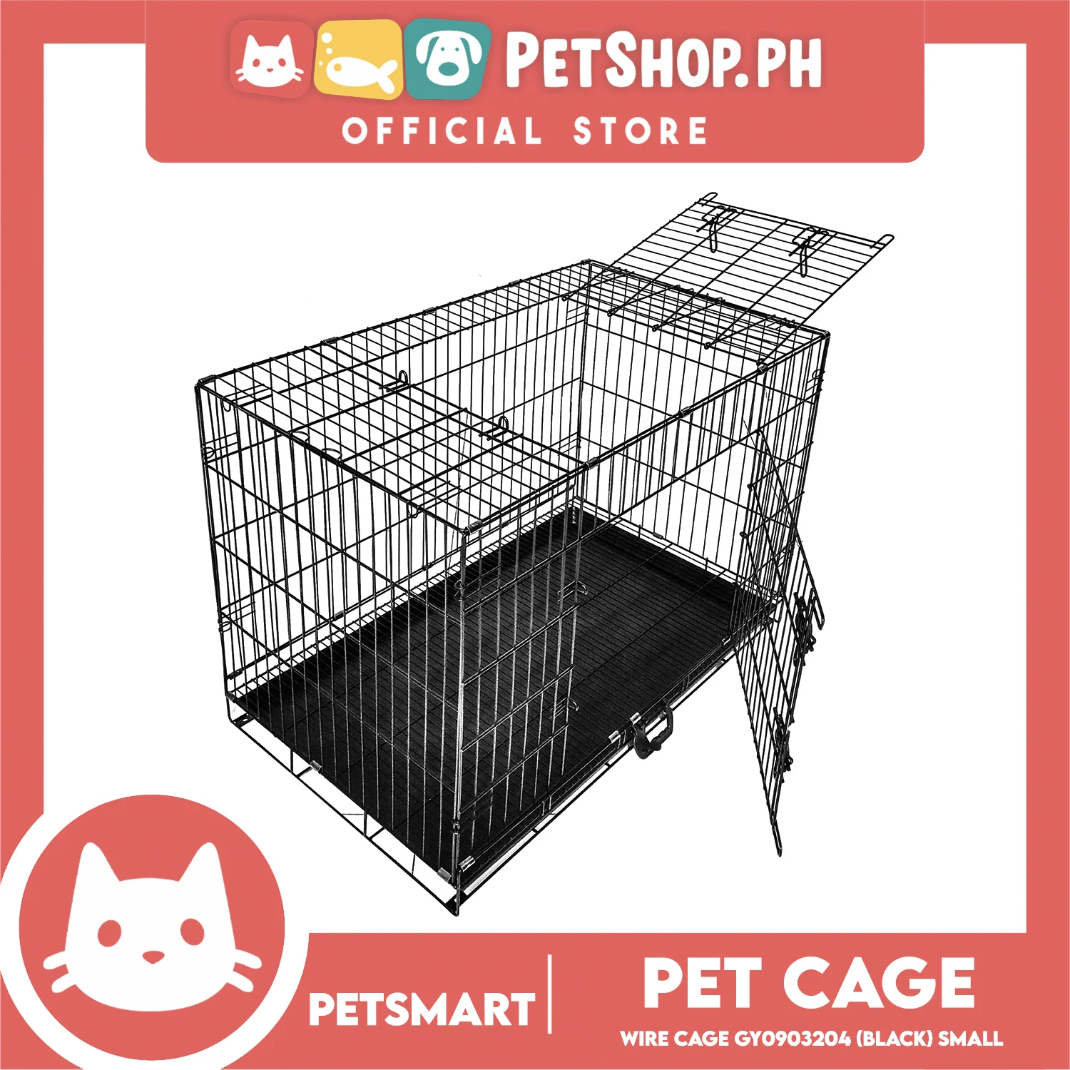 Pet Cage Wire Flooring, Painted Black Wire Cage, Comes With Tray Underneath (GY0903204) 92cm x 55.5cm x 64.5cm Pet Cage, Pet Accessories, Pet House - Image 2