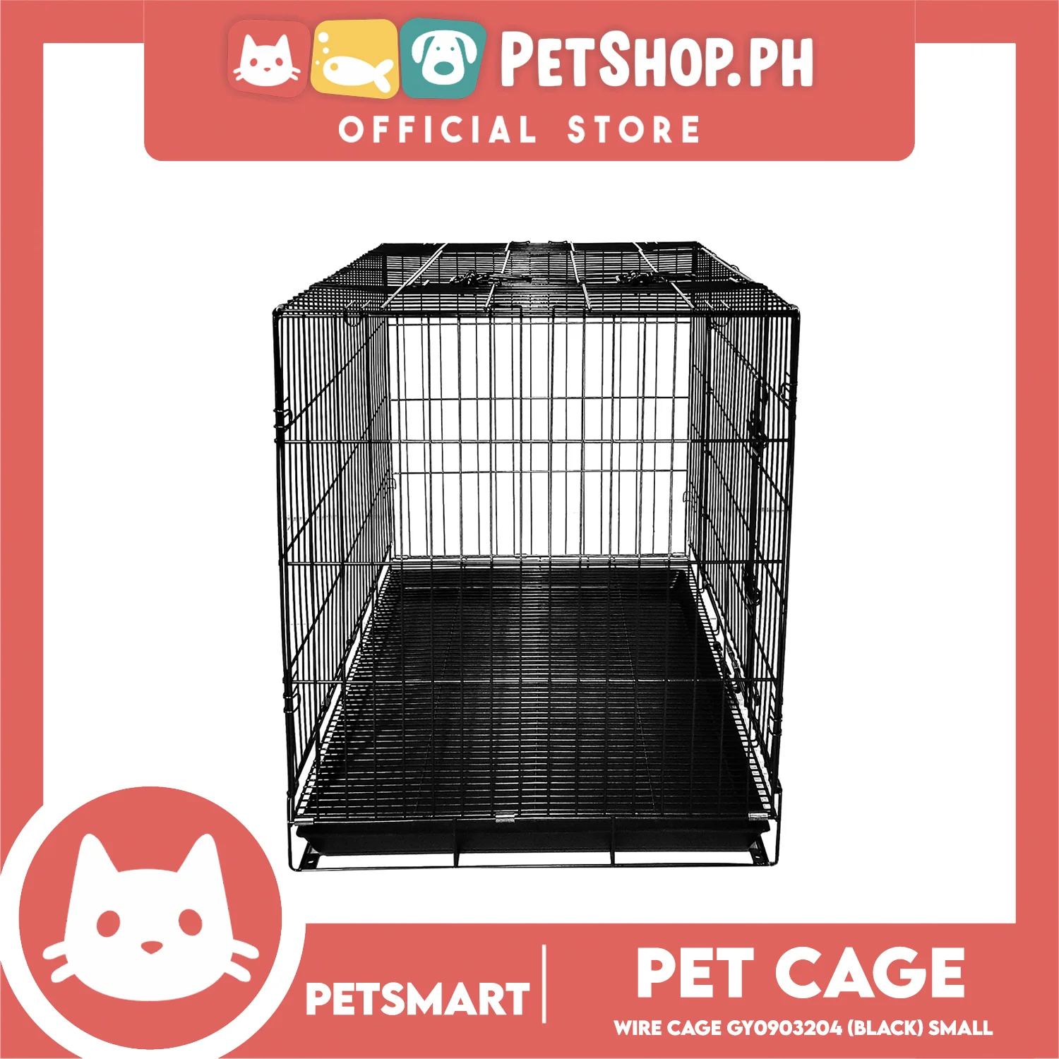 Pet Cage Wire Flooring, Painted Black Wire Cage, Comes With Tray Underneath (GY0903204) 92cm x 55.5cm x 64.5cm Pet Cage, Pet Accessories, Pet House - Image 3