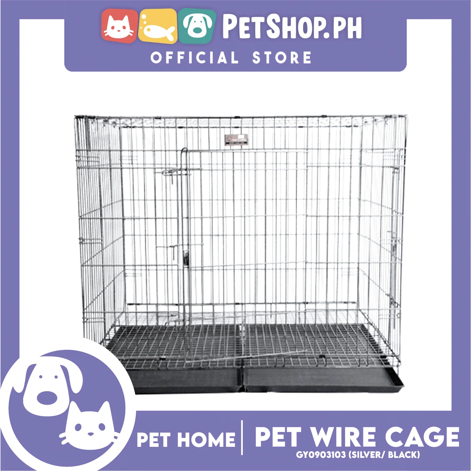 Pet Cage Wire Flooring, Painted Silver Black Wire Cage, Comes With Tray Underneath (GY0903103) Pet Cage, Pet Accessories, Pet House - Image 3