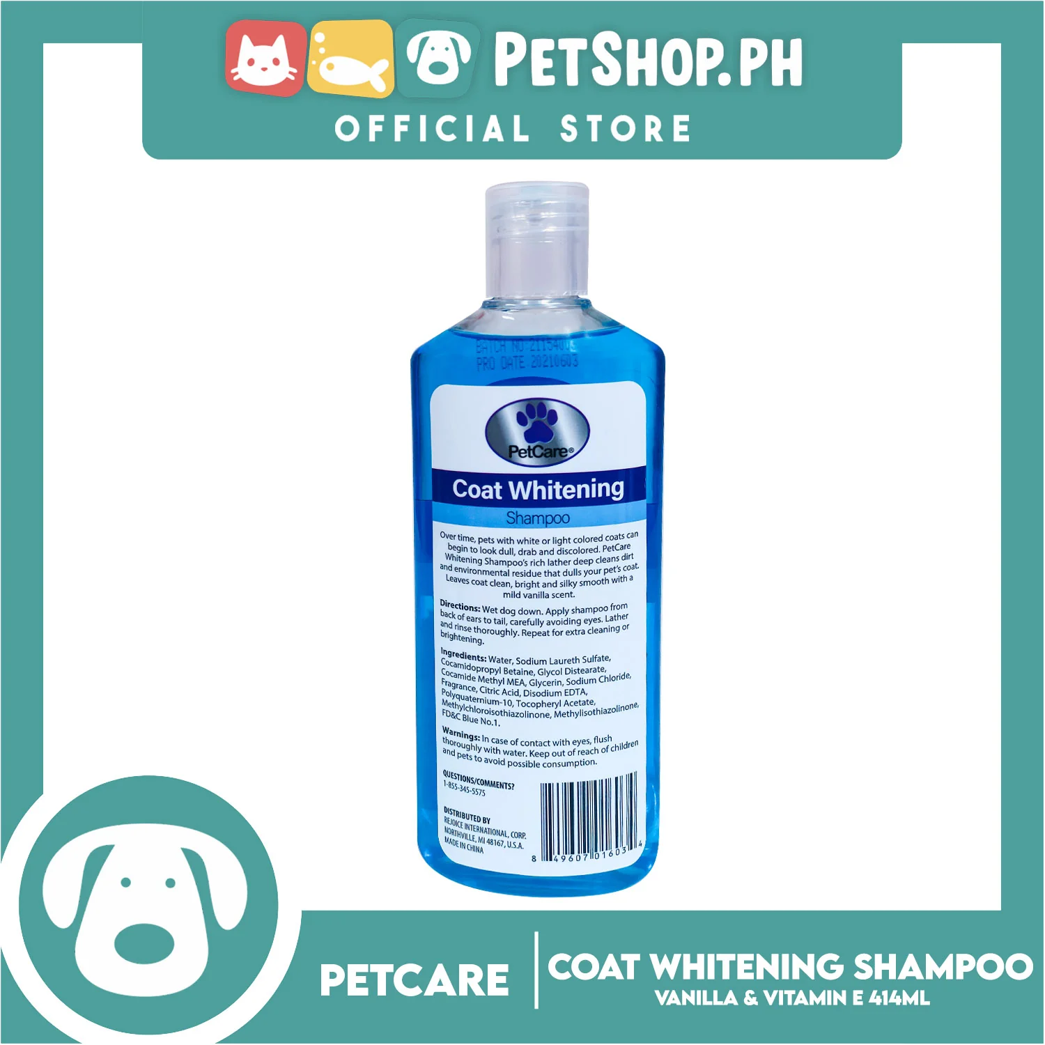 Pet Care Coat Whitening Shampoo 414ml (Vanilla And Vitamin E) Helps Brighten And Shine, White And Light Color Coats, Dog Shampoo - Image 4