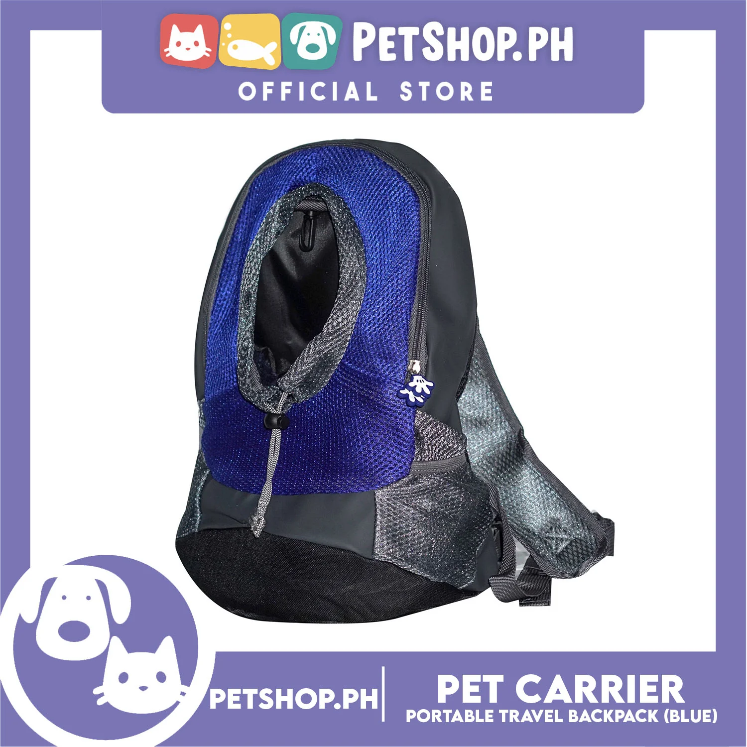 Pet Carrier Portable Outdoor Travel BackPack Safe Carrier for Dogs & Cats (Blue) - Image 3