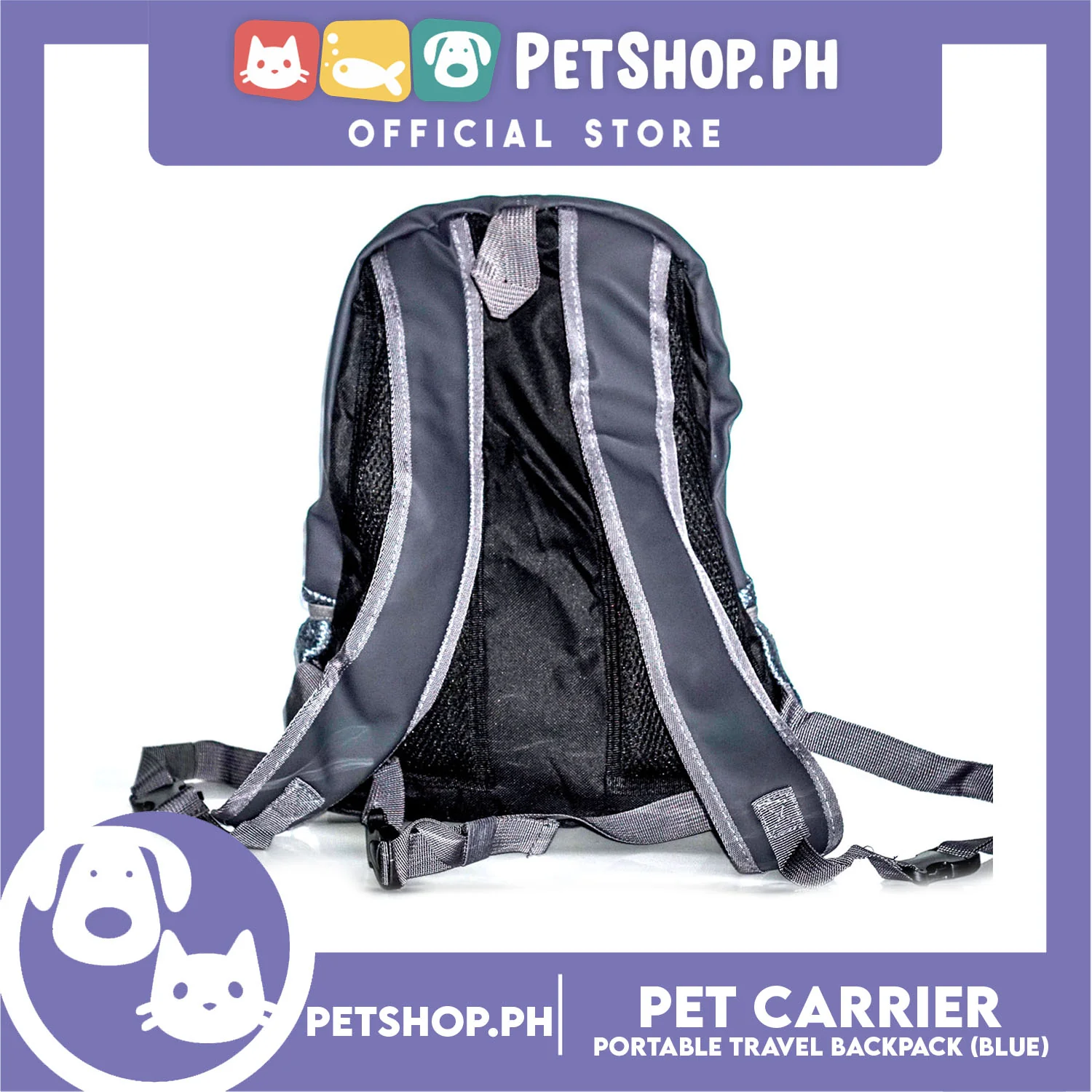 Pet Carrier Portable Outdoor Travel BackPack Safe Carrier for Dogs & Cats (Blue) - Image 4