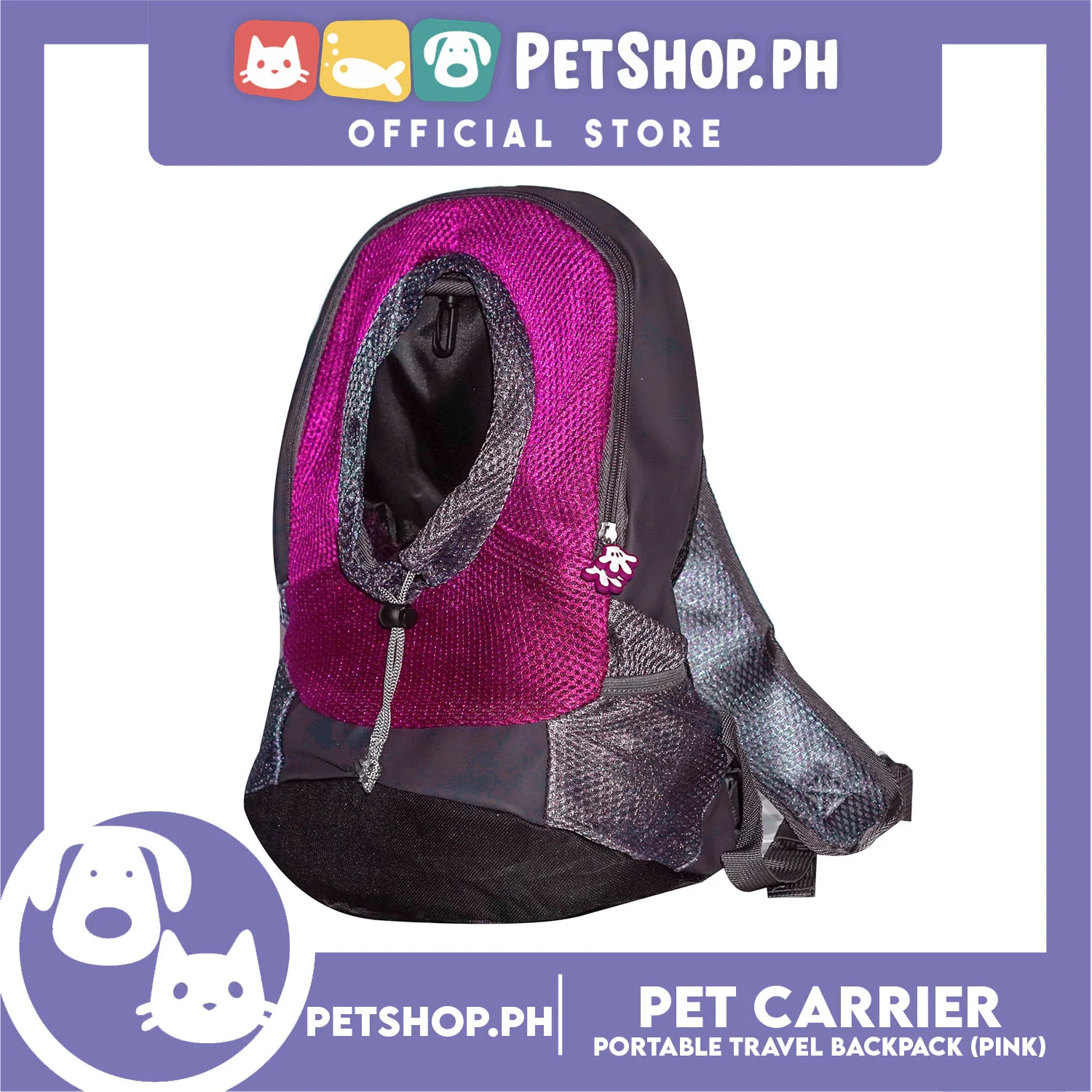 Pet Carrier Portable Outdoor Travel BackPack Safe Carrier for Dogs & Cats (Pink) - Image 2