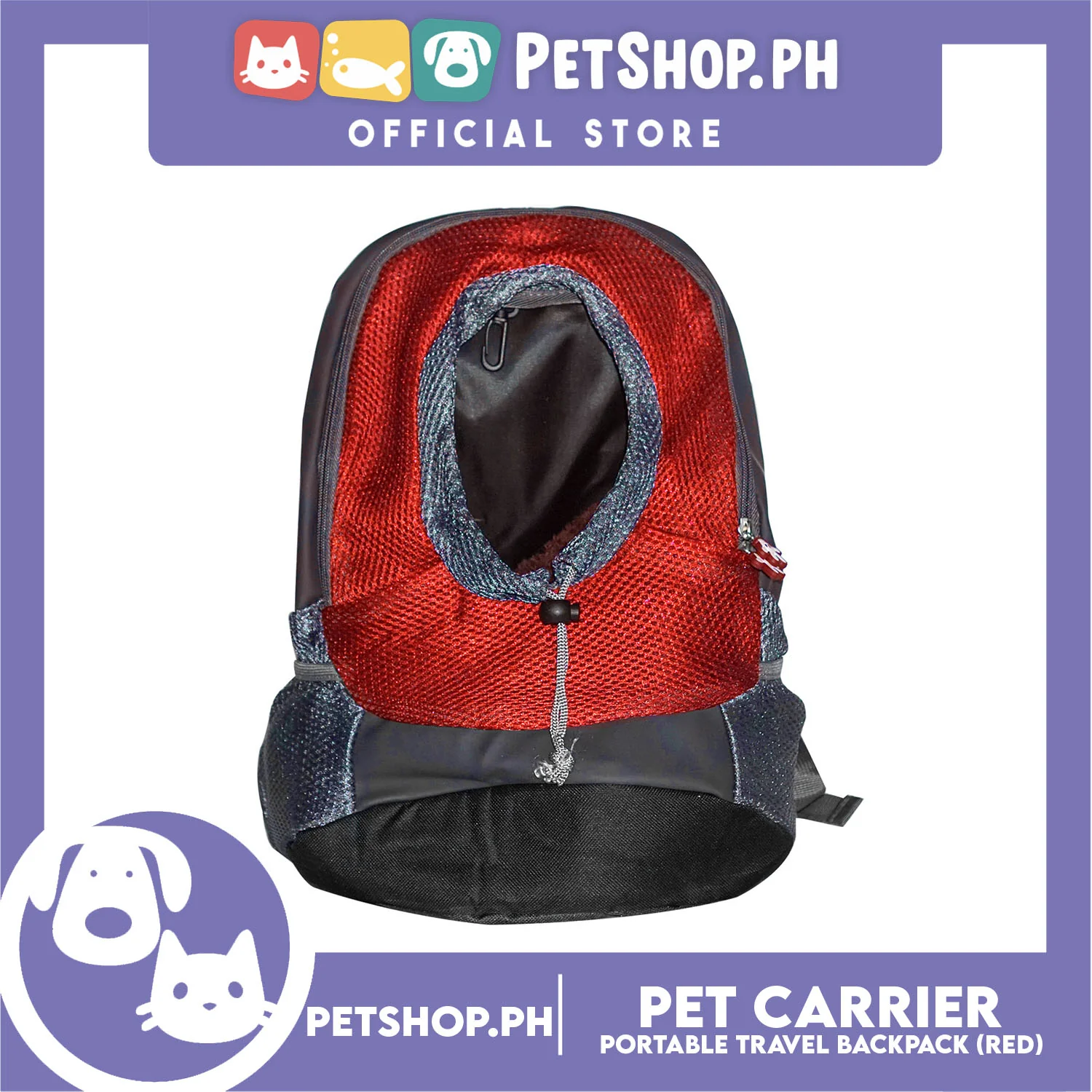 Pet Carrier Portable Outdoor Travel BackPack Safe Carrier for Dogs & Cats (Red) - Image 3