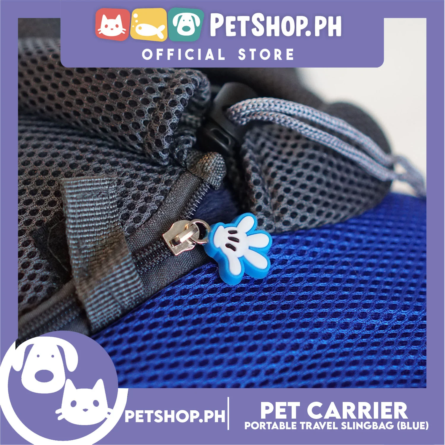 Pet Carrier Portable Outdoor Travel Sling Bag Safe Carrier for Dogs & Cats (Blue) - Image 3