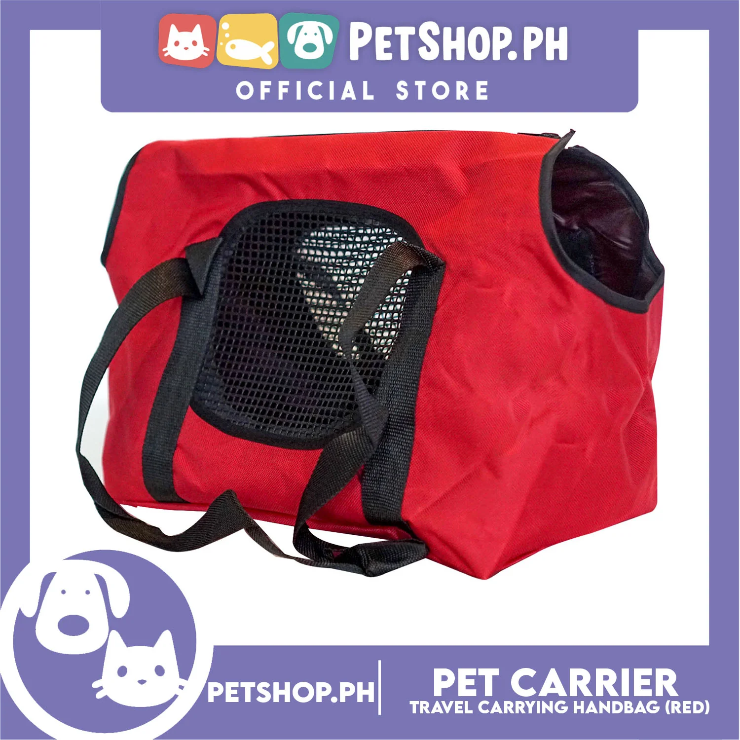 Pet Carrier Summer Travel Carrying Handbag, Shoulder Bag L34 x W13 x H22 Small (Red) - Image 3