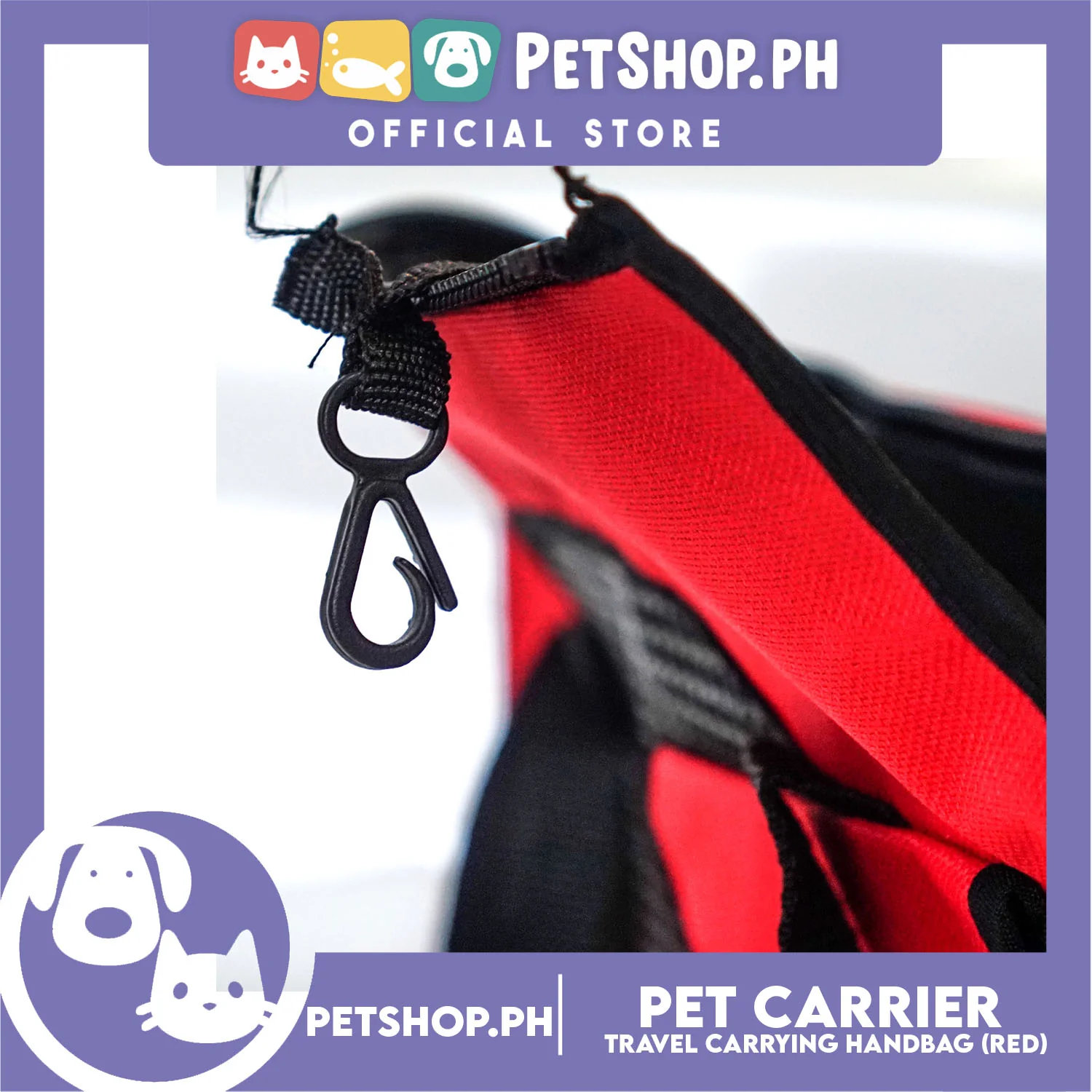 Pet Carrier Summer Travel Carrying Handbag, Shoulder Bag L34 x W13 x H22 Small (Red) - Image 4