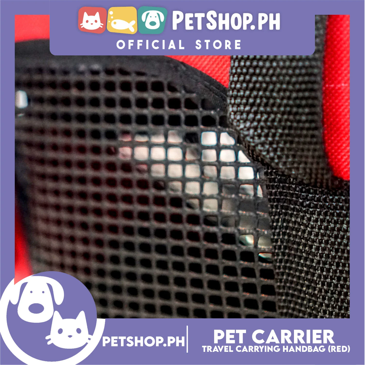 Pet Carrier Summer Travel Carrying Handbag, Shoulder Bag L34 x W13 x H22 Small (Red) - Image 5