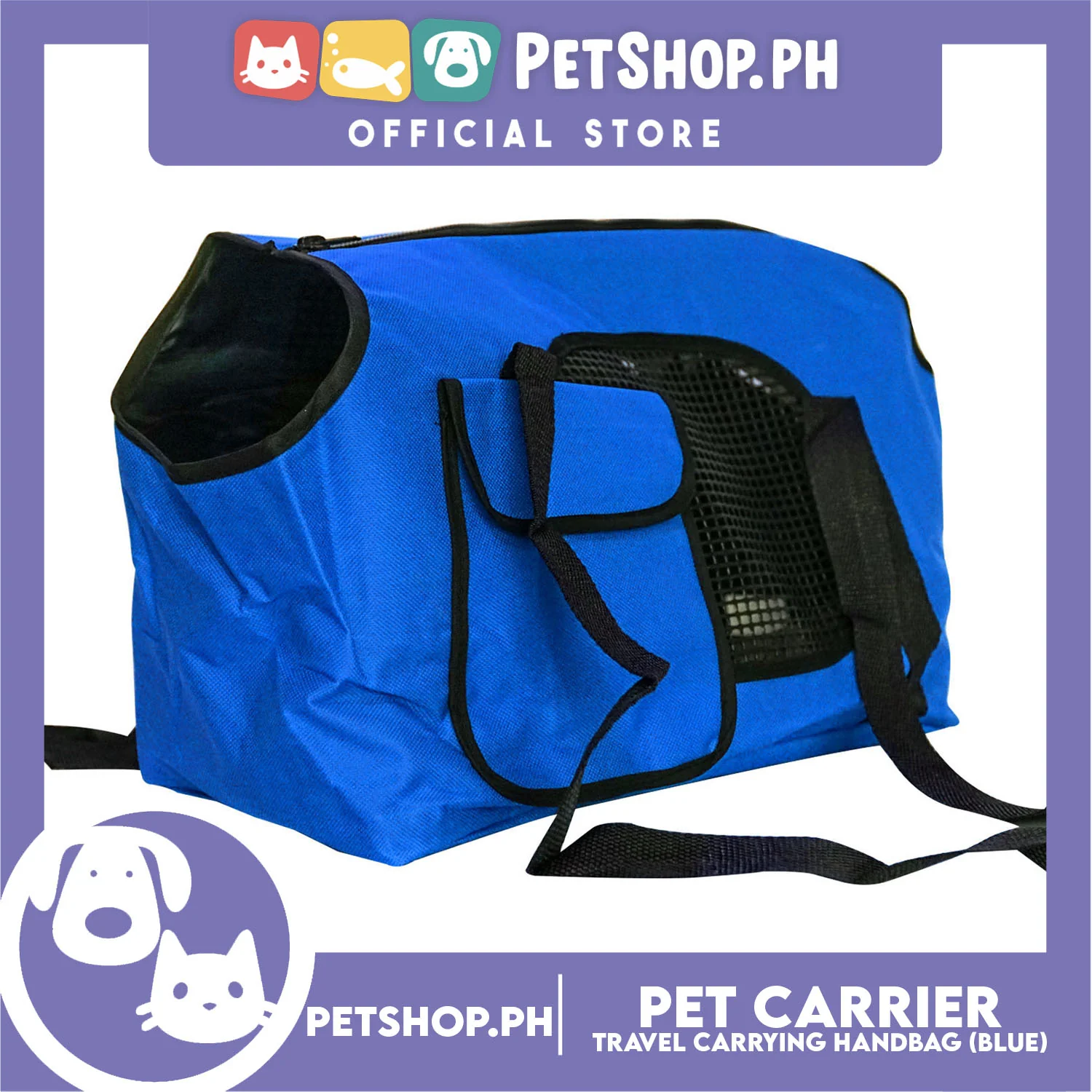 Pet Carrier Summer Travel Carrying Handbag, Shoulder Bag L36 x W18 x H26 Medium (Blue)