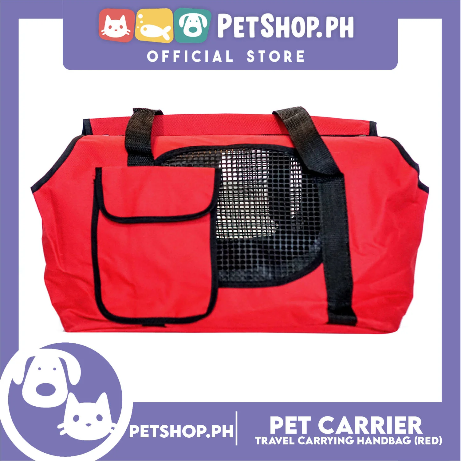 Pet Carrier Summer Travel Carrying Handbag, Shoulder Bag L36 x W18 x H26 Medium (Red) - Image 2
