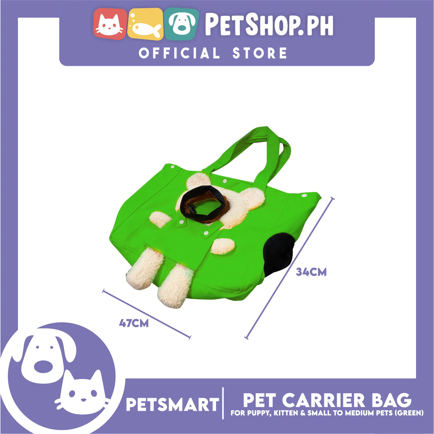 Pet Carrier Tote Bag Small Cat and Dog Carrier Handbag (Green) - Image 3