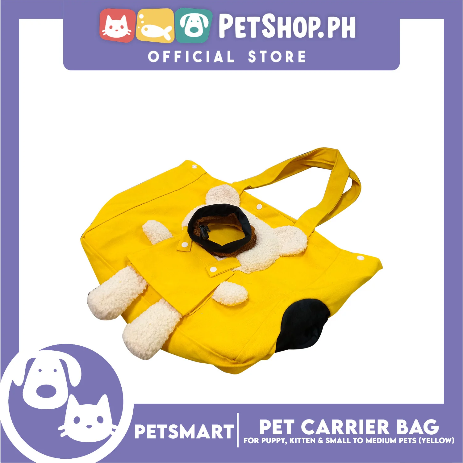 Pet Carrier Tote Bag Small Cat and Dog Carrier Handbag (Yellow) - Image 3