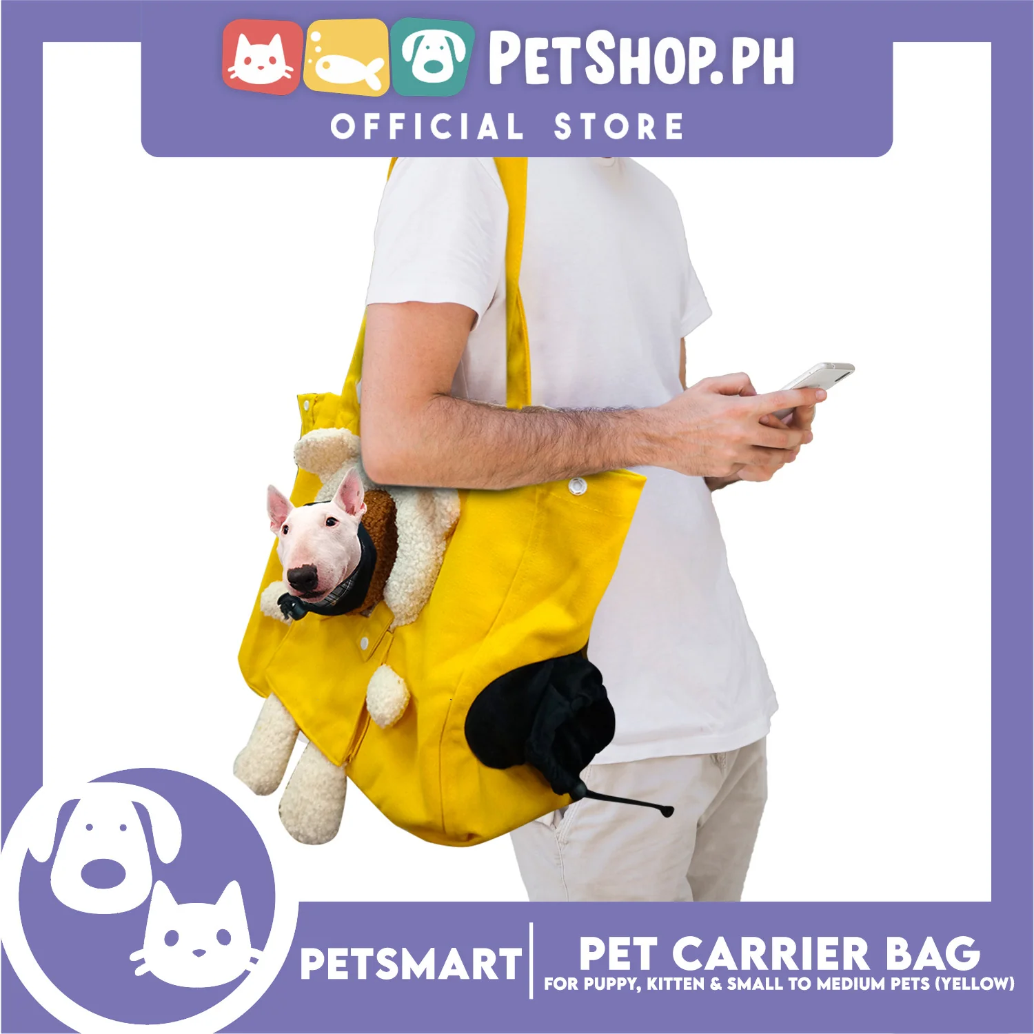 Pet Carrier Tote Bag Small Cat and Dog Carrier Handbag (Yellow) - Image 4