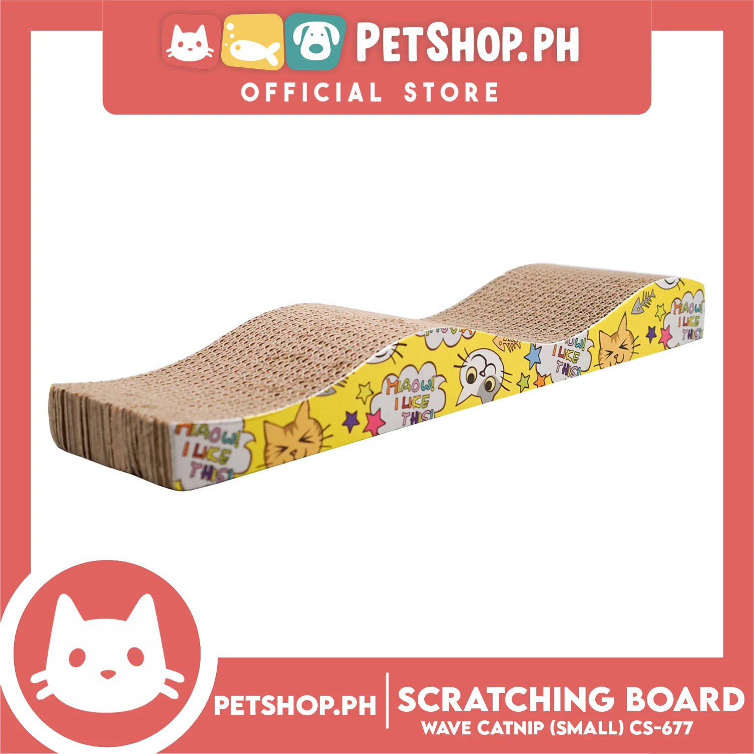 Pet Cat Scratching Board Corrugated Cardboard Pad Wave with Catnip (Small) CS-677 - Kitten Scratcher - Image 2