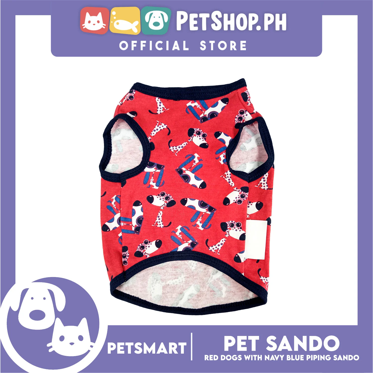 Pet Clothes Red Dogs with Navy Blue Piping Sando (XL) DG-CTN173XL - Image 3