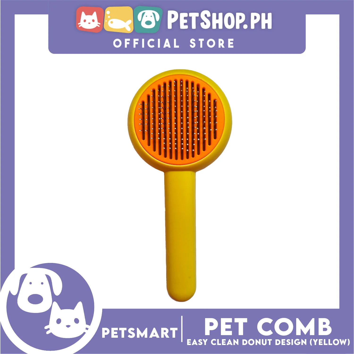 Pet Comb Easy Clean Donut Design (Yellow) - Image 2