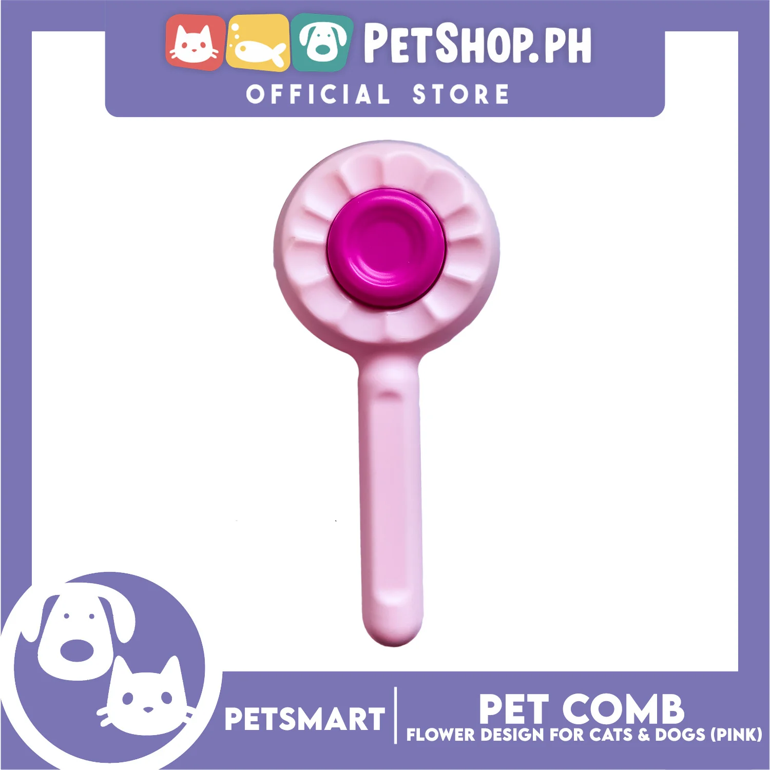 Pet Comb Easy Clean Flower Design (Pink) - Image 4