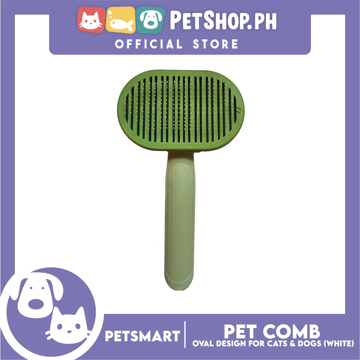 Pet Comb Easy Clean Oval Design (Green) - Image 4