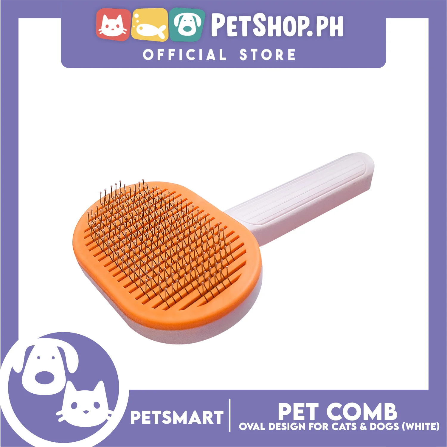 Pet Comb Easy Clean Oval Design (White) - Image 2