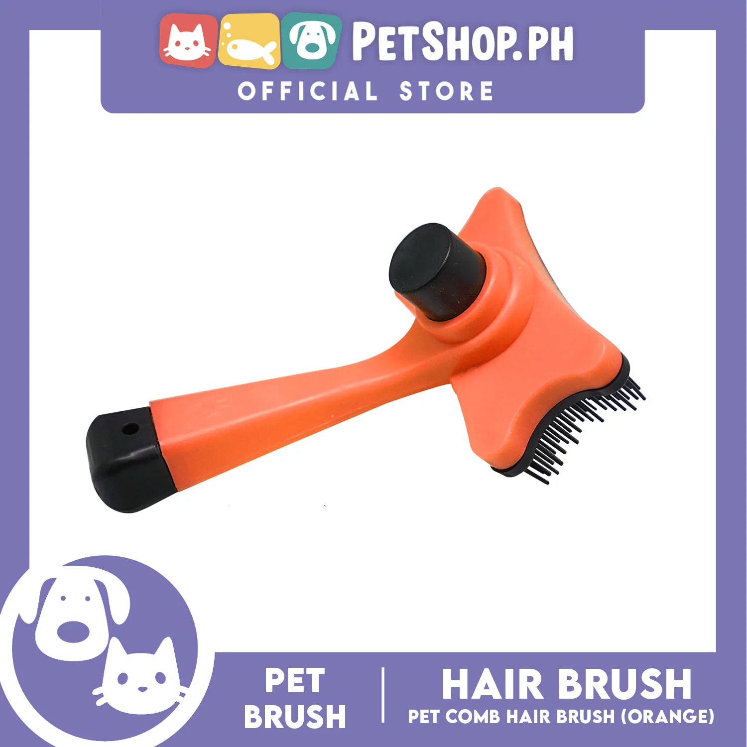 Pet Comb Hair Brush (Orange) Fur Shedding Trimmer Grooming Professional Comb Brush Tool For Dogs And Cats - Image 2