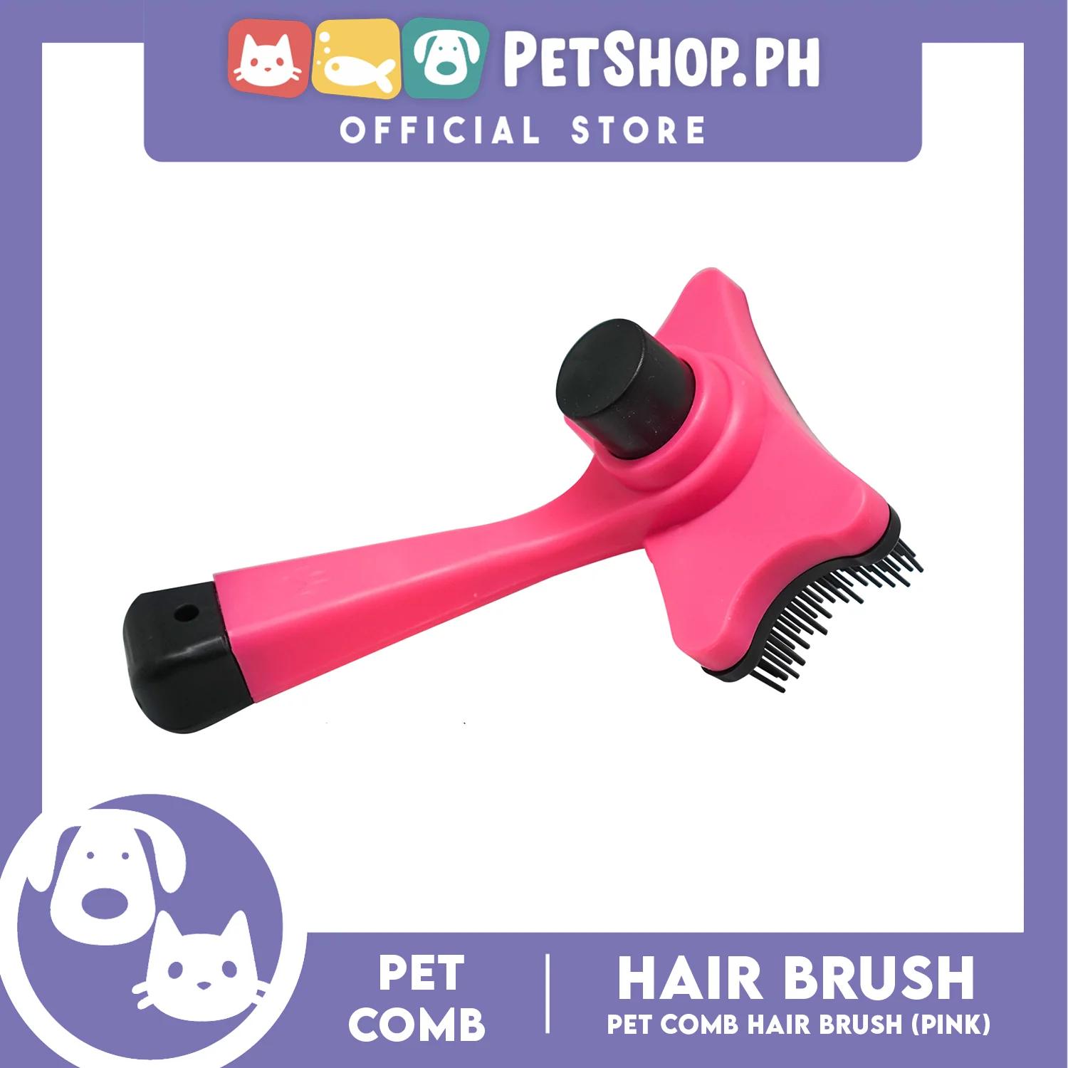 Pet Dog Cat Hair Fur Shedding Trimmer Grooming Professional Comb Brush Tool (Pink) - Image 2