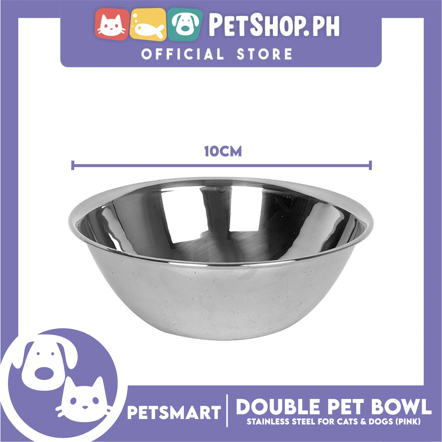 Pet Double Bowl Stainless Steel for Cats and Dogs, Pink Color (Small) - Image 7