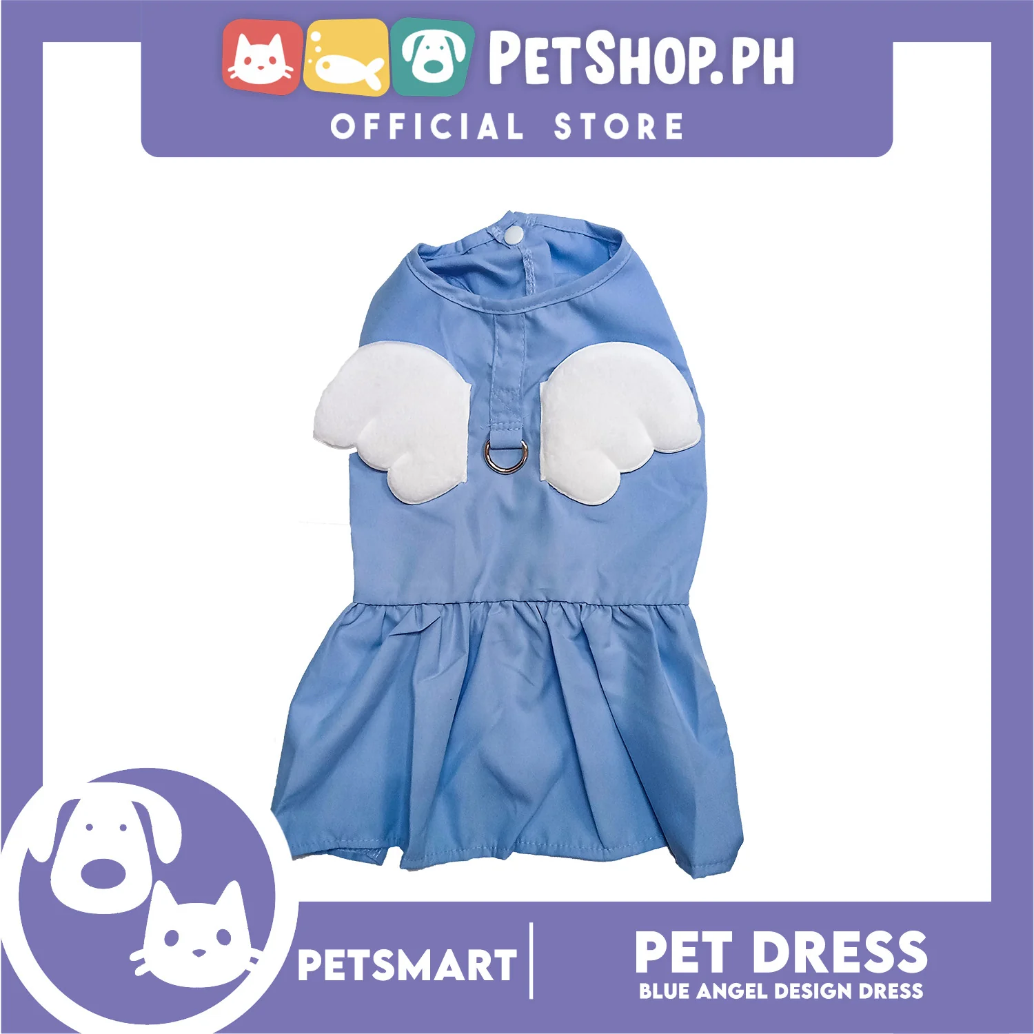 Pet Dress Blue Angel Design (Large) Pet Clothes - Image 2