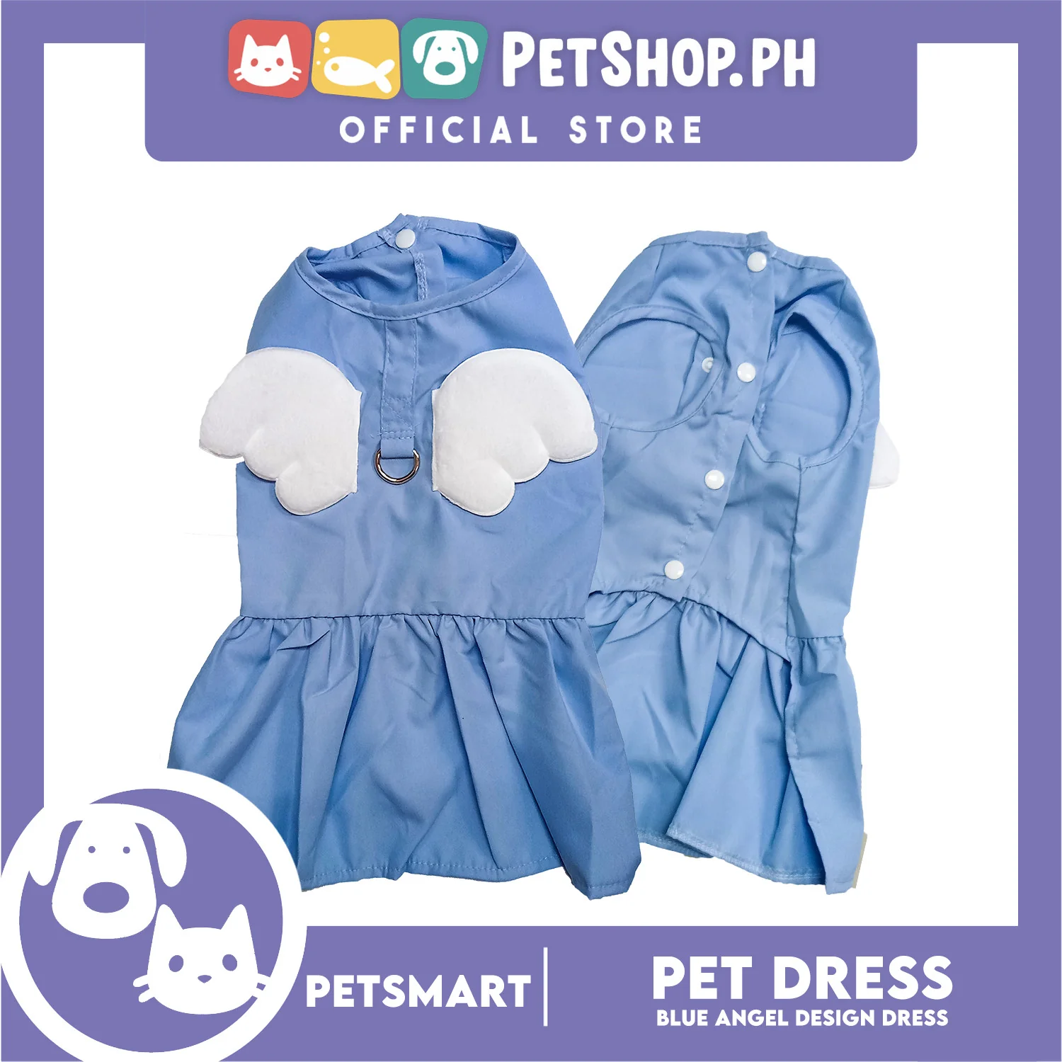 Pet Dress Blue Angel Design (Large) Pet Clothes - Image 4
