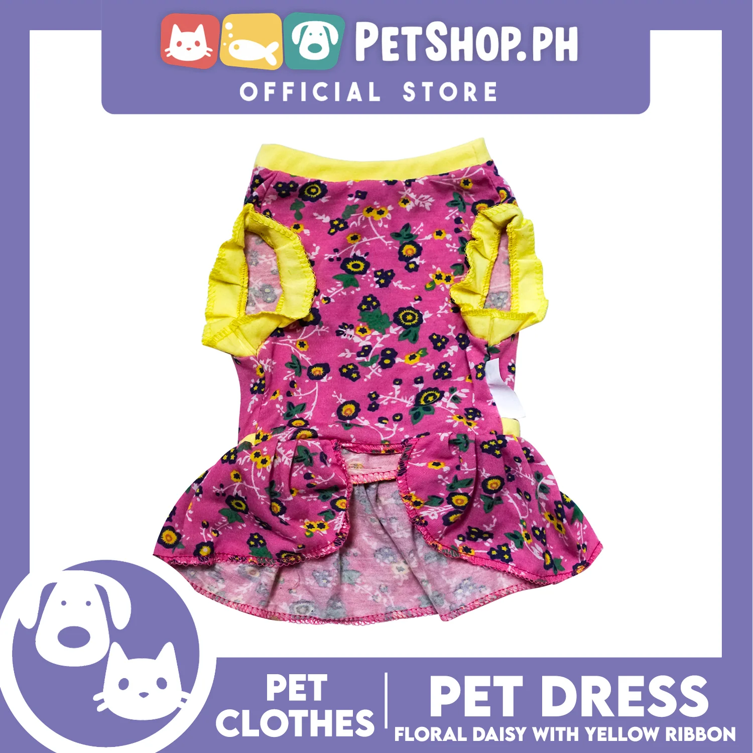 Pet Dress Floral Daisy with Yellow Ribbon (Extra Large) Pet Dress Clothes Perfect for Dog - Image 2