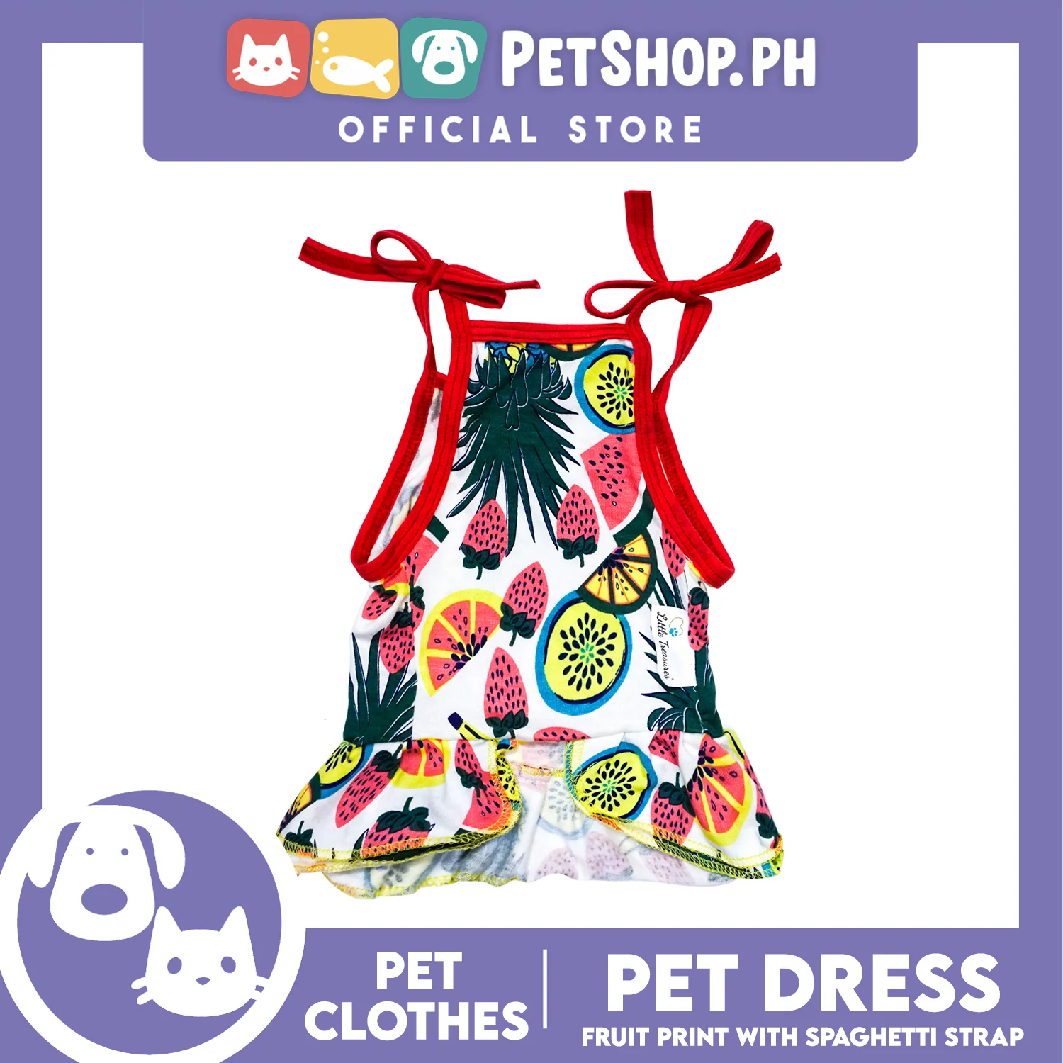 Pet Dress Fruit Print with Spaghetti Strap (Large) Pet Dress Clothes Perfect for Dogs - Image 2