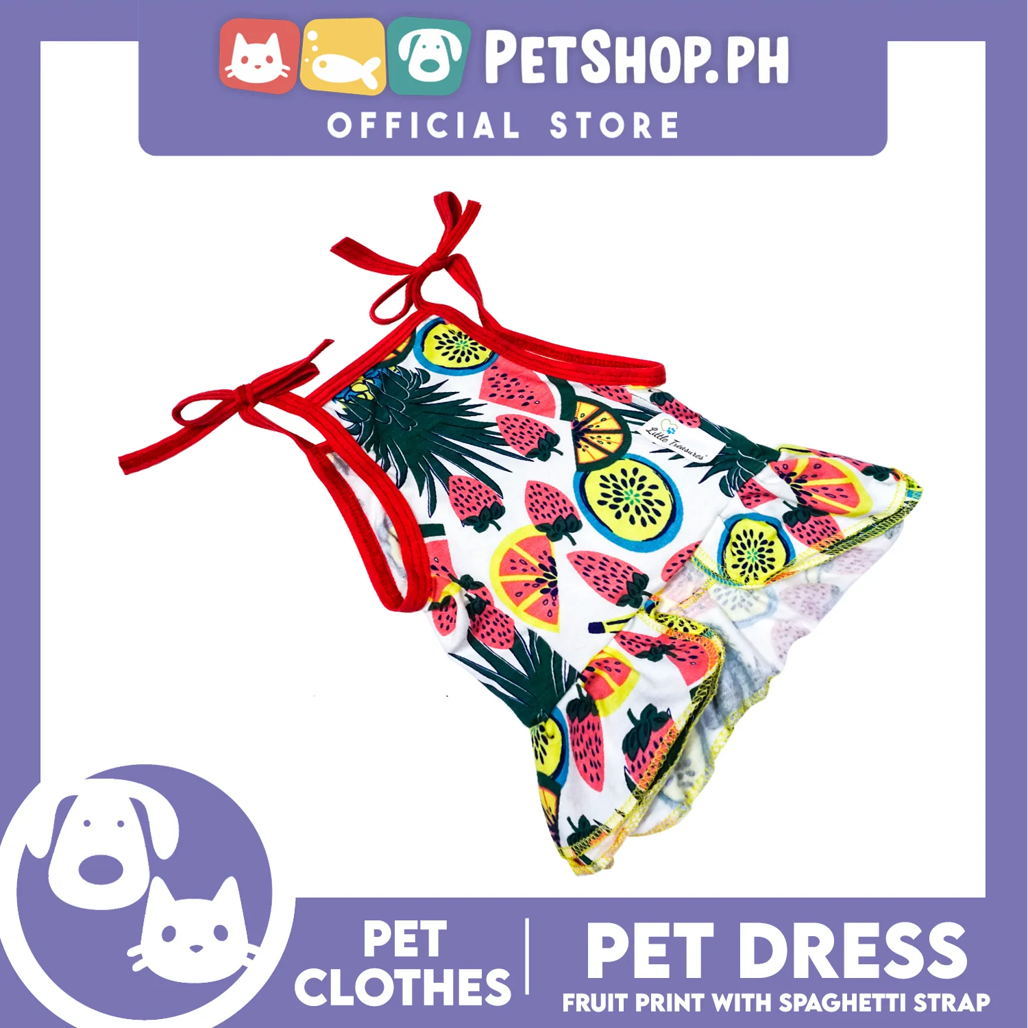 Pet Dress Fruit Print with Spaghetti Strap (Large) Pet Dress Clothes Perfect for Dogs - Image 3