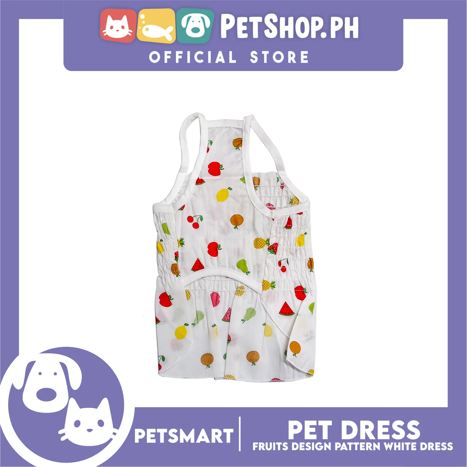 Pet Dress Fruits Designs White Dress Large Size (CWYF1629) Clothes for cats and dogs - Image 2