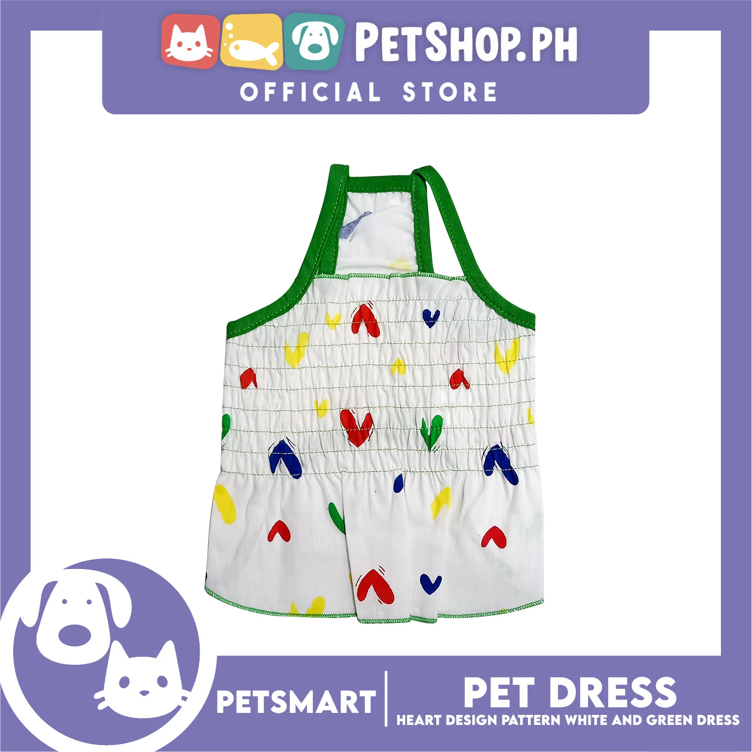 Pet Dress Heart Designs Green Piping Large Size (CWYF1629) Clothes for cats and dogs - Image 3