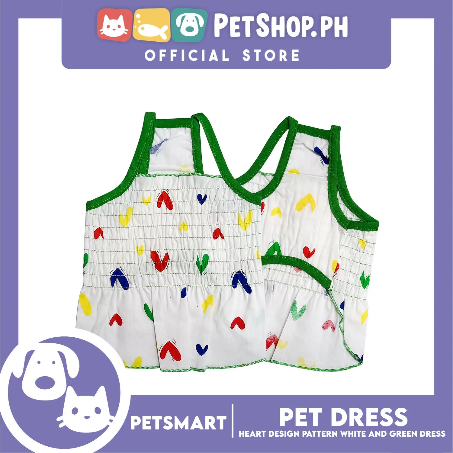 Pet Dress Heart Designs Green Piping Medium Size (CWYF1629) Clothes for cats and dogs - Image 3