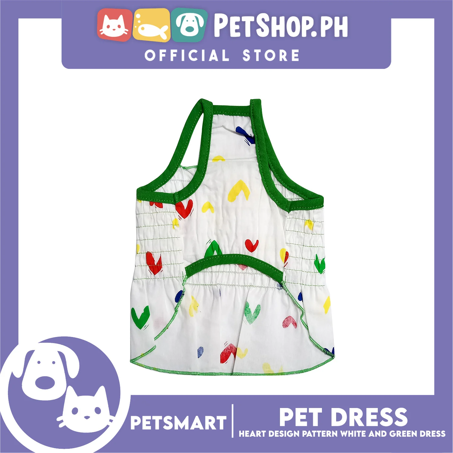 Pet Dress Heart Designs Green Piping Medium Size (CWYF1629) Clothes for cats and dogs - Image 4