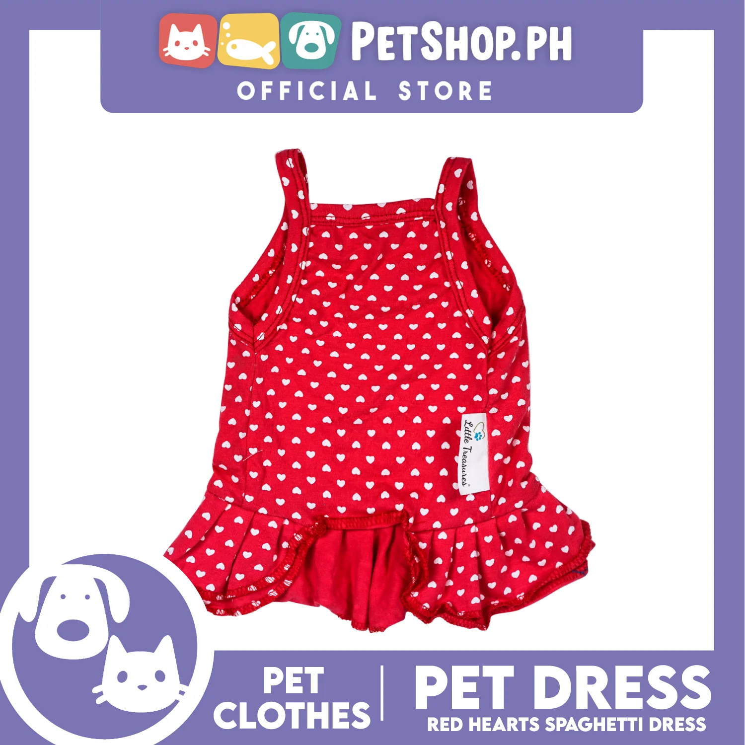 Pet Dress Red Spaghetti with Heart Design Pet Clothes (Extra Large) Perfect Fit for Dogs and Cats - Image 2