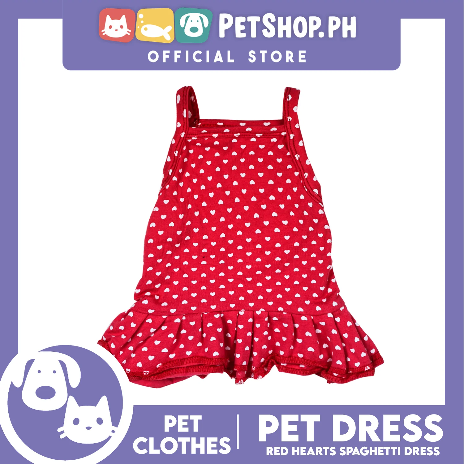 Pet Dress Red Spaghetti with Heart Design Pet Clothes (Extra Large) Perfect Fit for Dogs and Cats - Image 3