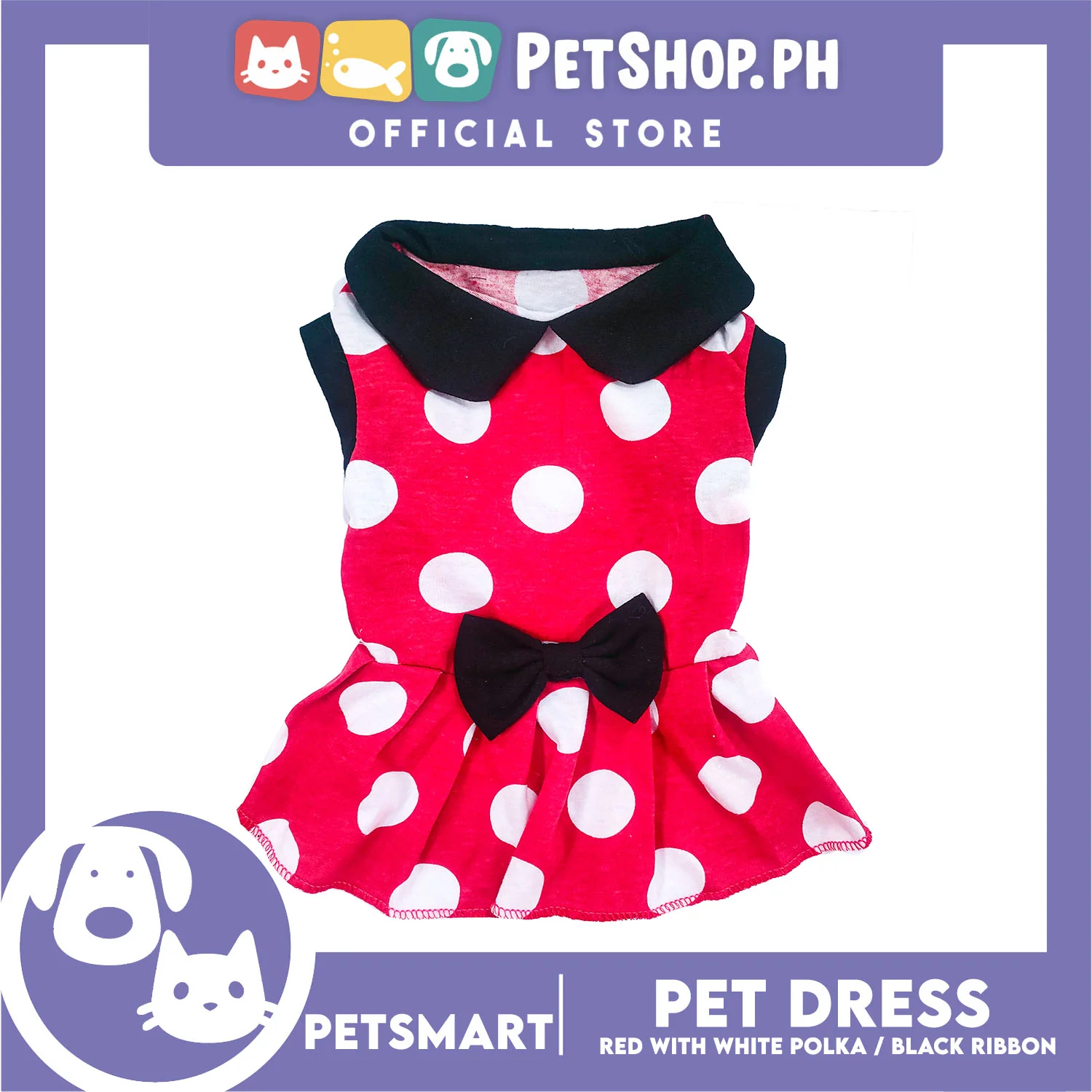 Pet Dress Red with White Polka and Ribbon Design DG-CTN152M (Medium) Perfect Fit For Dogs And Cats - Image 4